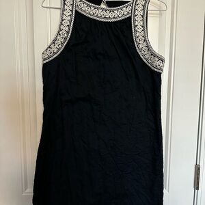 Black Dress with White Embroidered Trim